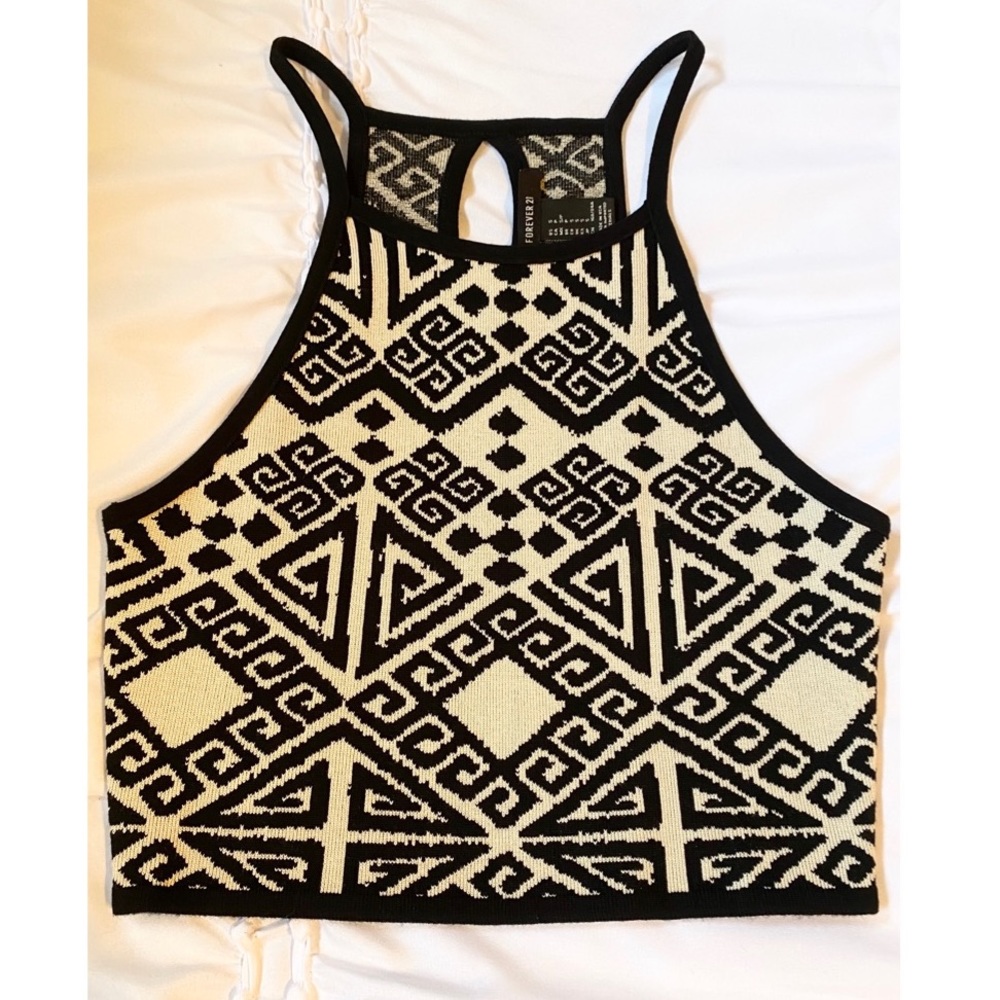 Beige and black crop top